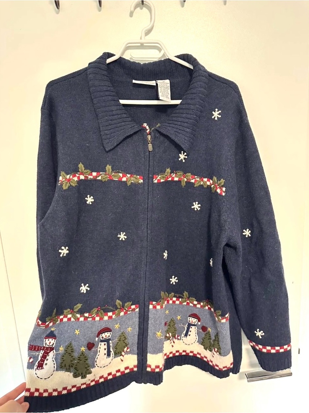 Vintage Croft & Barrow Full-Zip Snowman Christmas Sweater